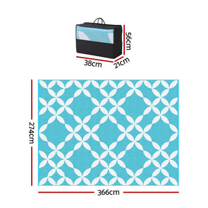 Reversible Outdoor Rug | 274x366cm | PP Dual-Sided Patio Mat | Light Blue