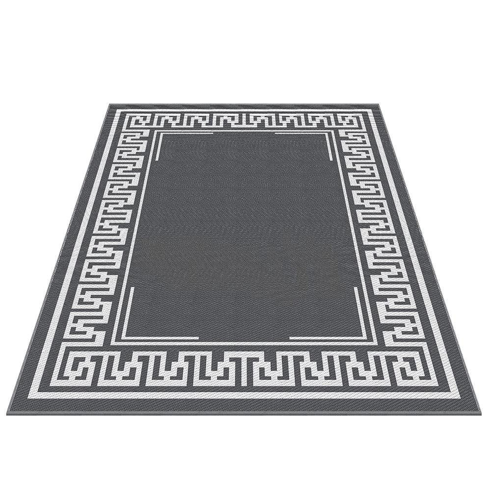 Reversible Outdoor Rug | 274x366cm | PP Dual-Sided Patio Mat | Greek Key