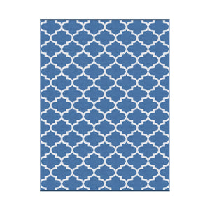 Reversible Outdoor Rug | 274x366cm | PP Dual-Sided Patio Mat | Blue