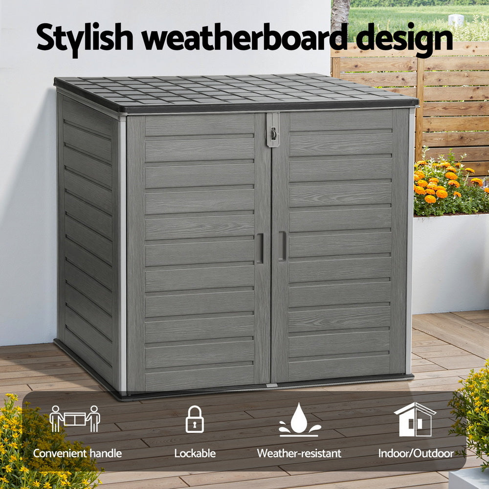 Outdoor Storage Box | 1170L | Lockable Container Cabinet | Tool Shed | Grey