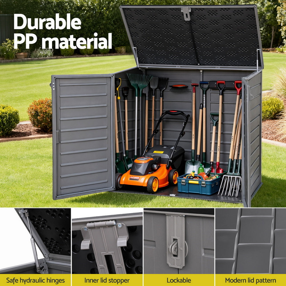 Outdoor Storage Box | 1170L | Lockable Container Cabinet | Tool Shed | Grey
