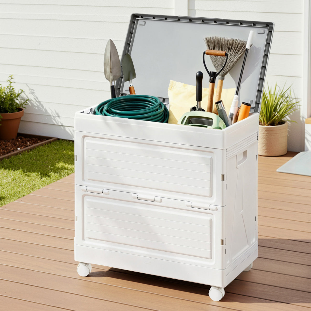 Outdoor Storage Box | 159L | Stackable Cupboard | Camping Organiser | Wheels