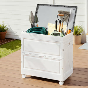 Outdoor Storage Box | 159L | Stackable Cupboard | Camping Organiser | Wheels