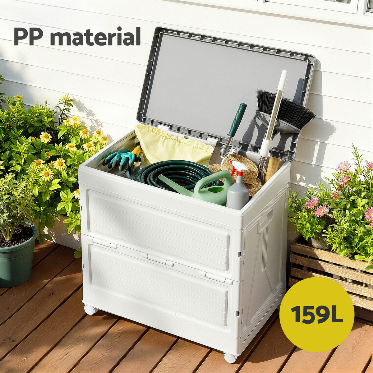 Outdoor Storage Box | 159L | Stackable Cupboard | Camping Organiser | Wheels