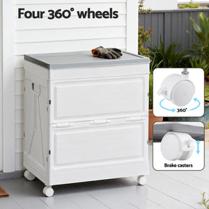 Outdoor Storage Box | 159L | Stackable Cupboard | Camping Organiser | Wheels