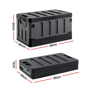 Gardeon Collapsible Outdoor Storage Box 60L Stackable Folding Camping Organizer Black