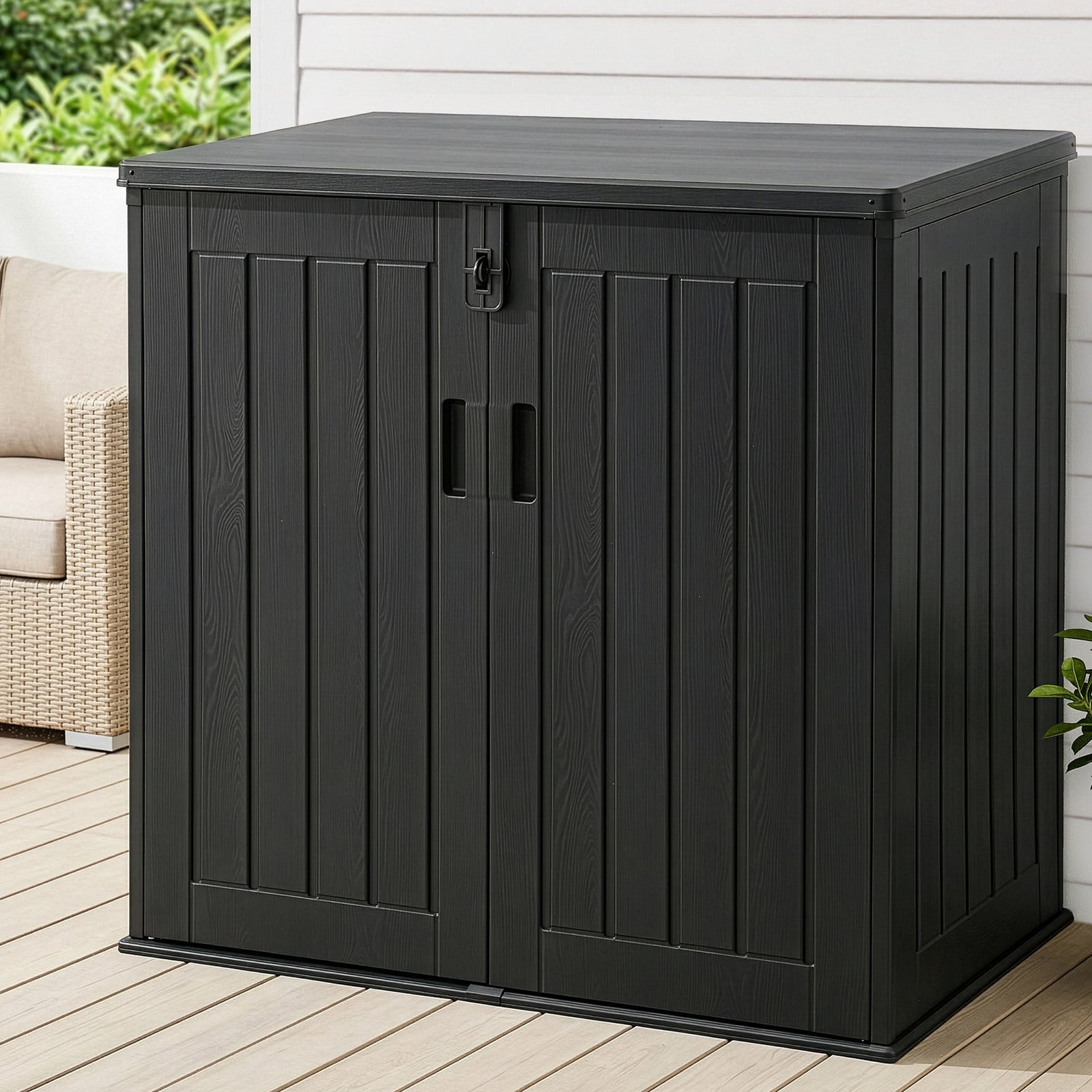 Outdoor Storage Box | 775L Lockable Garden Tool Container | Black
