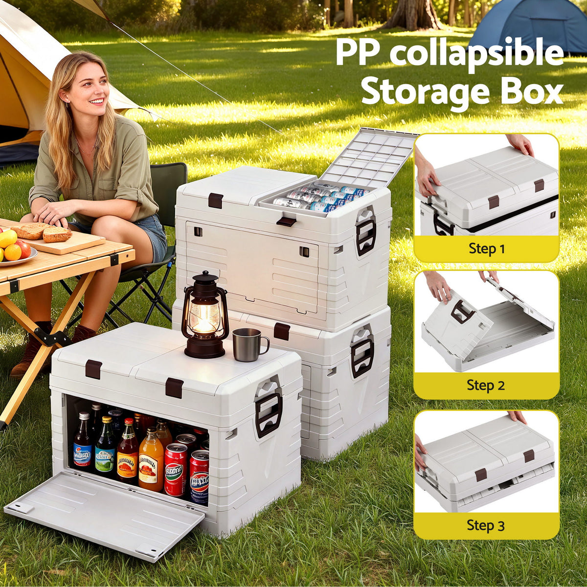 Outdoor Storage Box | 80L | Foldable Collapsible Camping Bin | Organiser