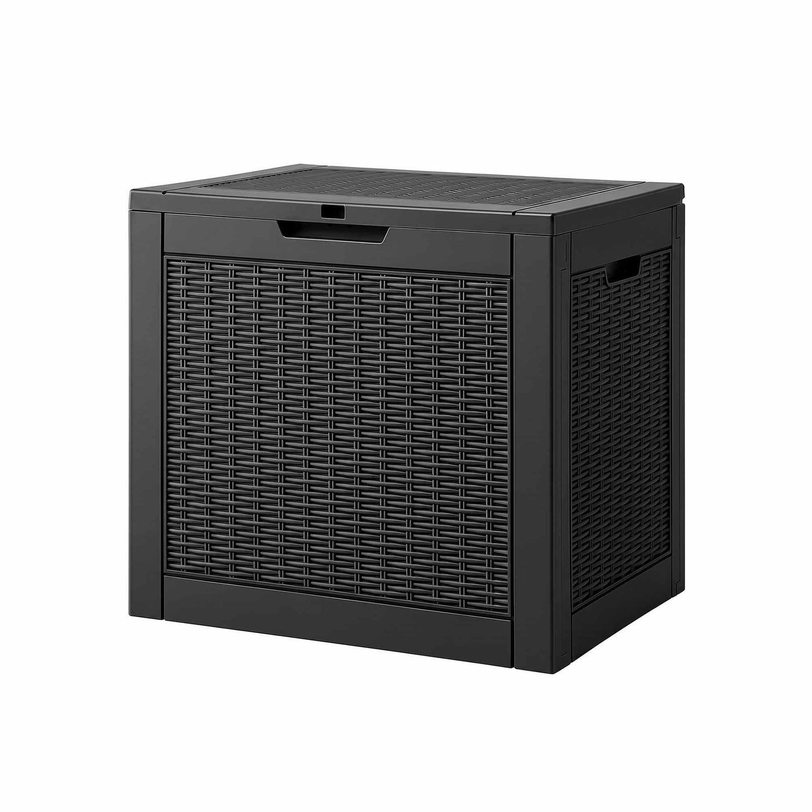 Outdoor Storage Box | 118L Lockable Rattan Look Container | Black