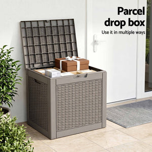 Gardeon Outdoor Storage Box 118L Container Lockable Garden Toy Tool Rattan-Texture Brown