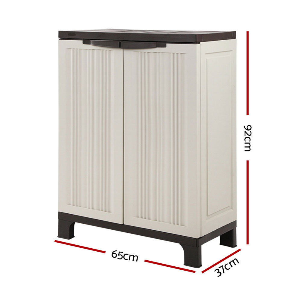 Gardeon Outdoor Storage Cabinet Box | 92cm | Lockable Cupboard | Sheds Garage | Adjustable | Beige