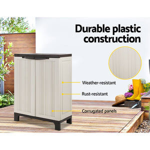 Gardeon Outdoor Storage Cabinet Box | 92cm | Lockable Cupboard | Sheds Garage | Adjustable | Beige