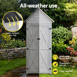 Outdoor Storage Cabinet | Lockable | Adjustable Shelves | Tool Organiser | Grey