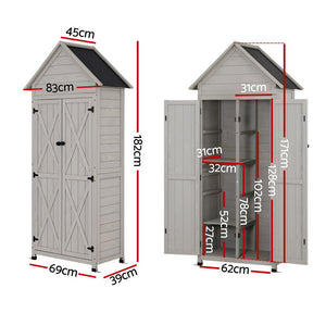 Outdoor Storage Cabinet | Lockable | Adjustable Shelves | Tool Organiser | Grey
