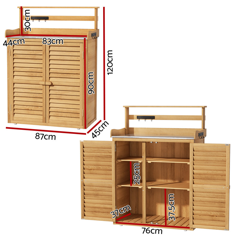 Outdoor Storage Cabinet Box | Potting Bench Table | Shelf Chest | Garden Shed