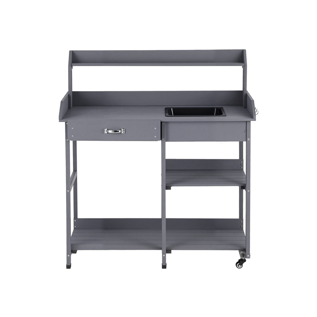 Outdoor Potting Bench | Garden Workstation | Storage Cabinet | Grey