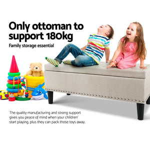 Storage Ottoman Blanket Box | 96cm | Linen | Taupe