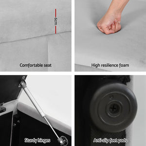 Storage Ottoman | 103cm | Velvet Blanket Box | Grey