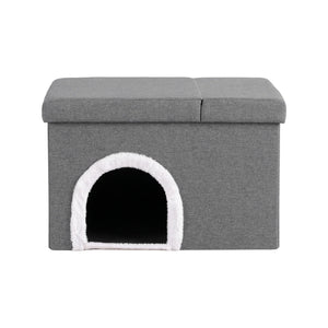 Artiss Storage Ottoman Foot Stool Cat Litter Box Enclosure Foldable Grey
