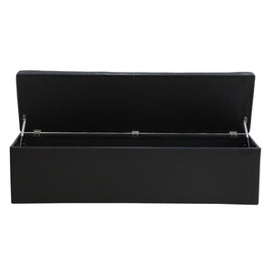 Artiss Storage Ottoman Blanket Box Black LARGE Leather Rest Chest Toy Foot Stool