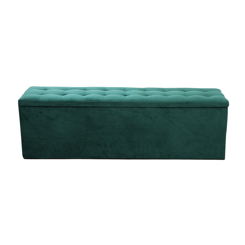 Green Velvet Storage Ottoman / Storage Box Foot Stool