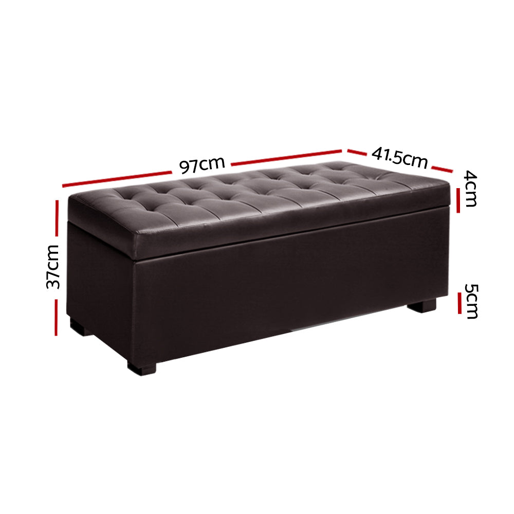 Storage Ottoman Blanket Box | 97cm | Leather | Brown