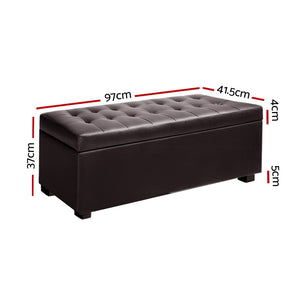 Storage Ottoman Blanket Box | 97cm | Leather | Brown