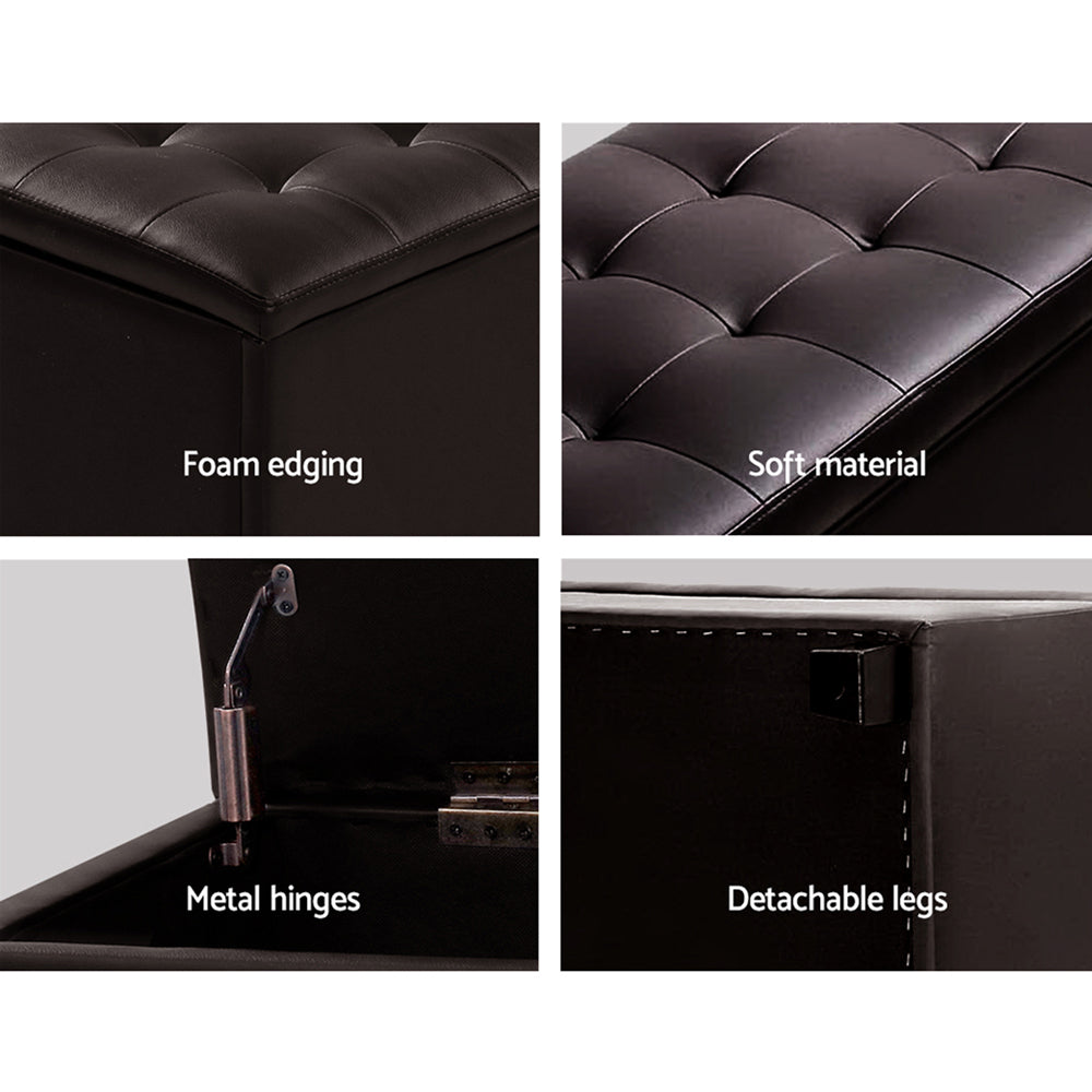 Storage Ottoman Blanket Box | 97cm | Leather | Brown