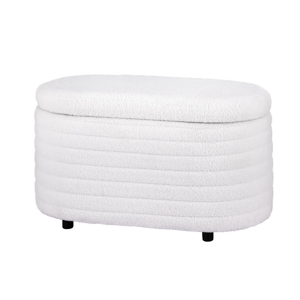 Artiss Storage Ottoman Blanket Box | 87cm | Boucle Fabric | Oval