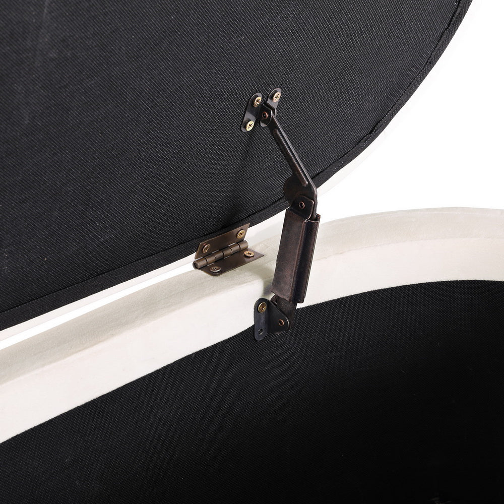 Artiss Storage Ottoman Blanket Box | 87cm | Velvet | Oval | White