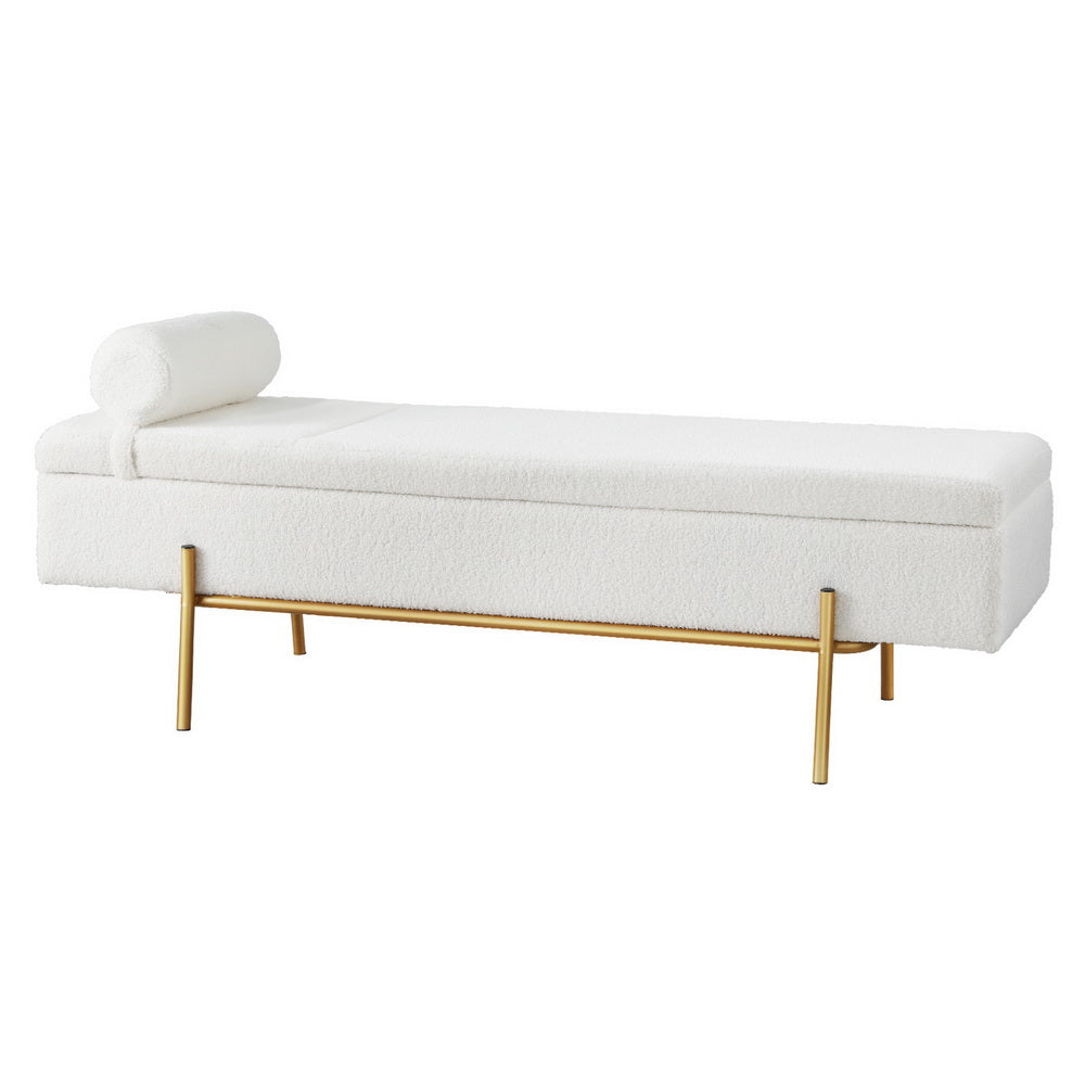Artiss Storage Ottoman Bed | 140cm | Pillow | Boucle Fabric