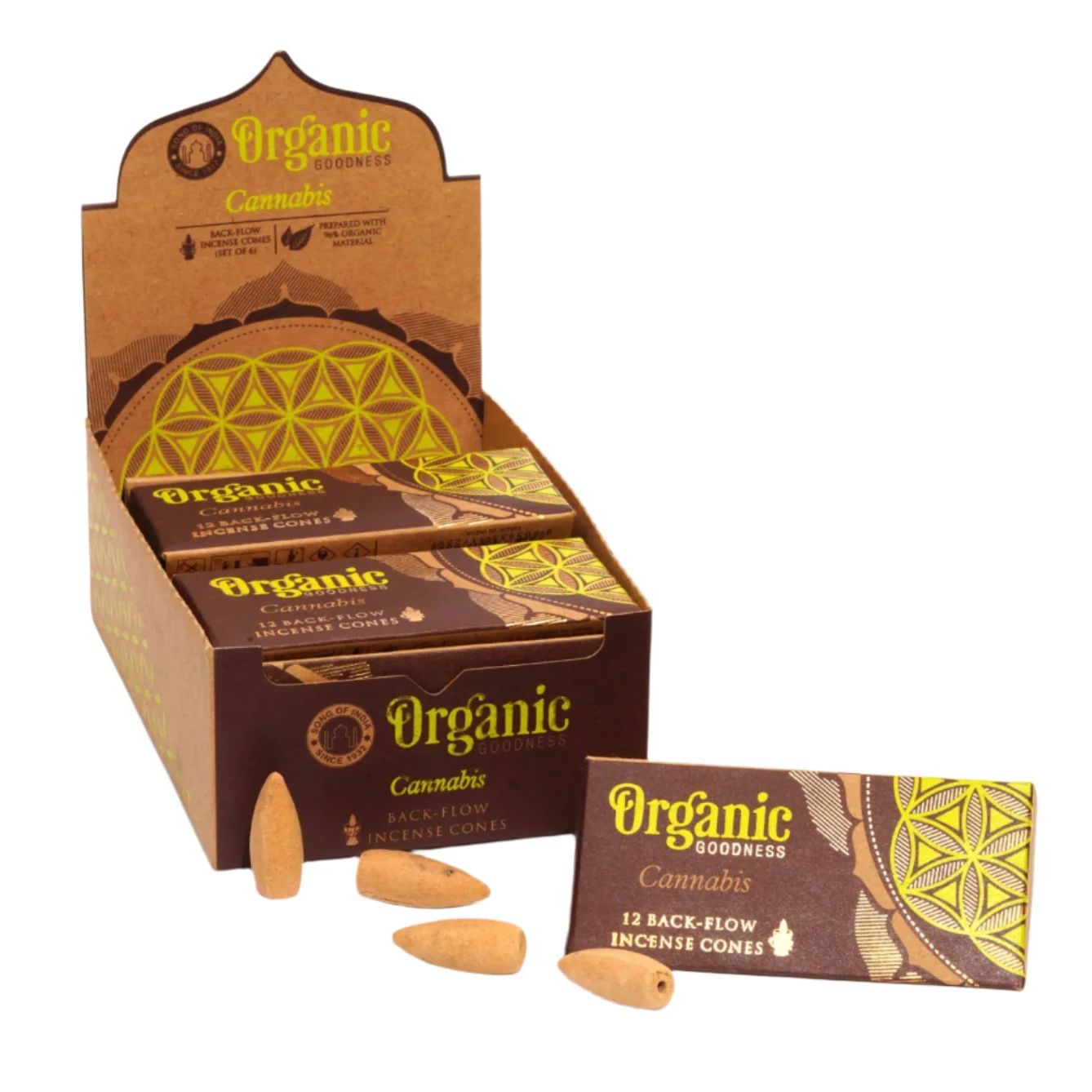 Organic Goodness Cannabis Backflow Incense Cones | 6 Pack (6 x 12 Cones)
