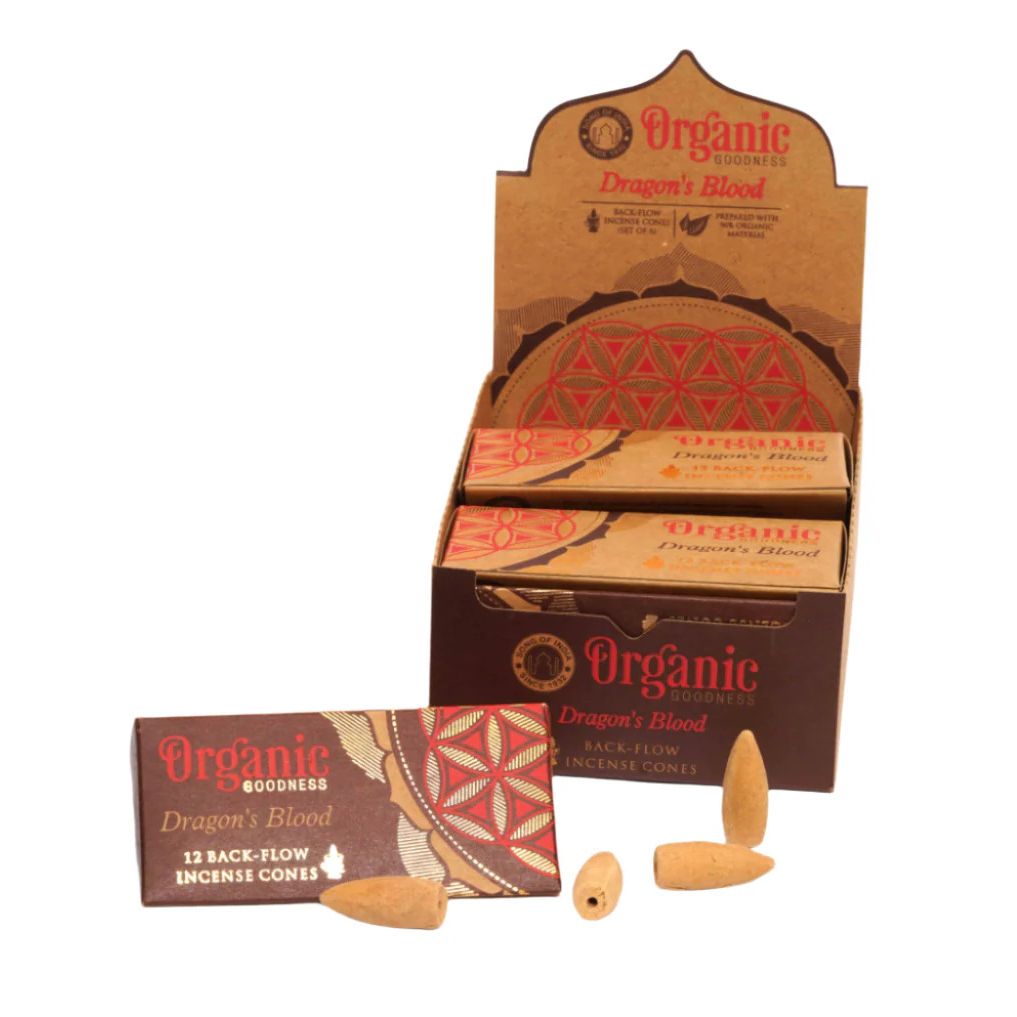 Organic Goodness Dragon’s Blood Backflow Incense Cones | 6 Pack (6 x 12 Cones)