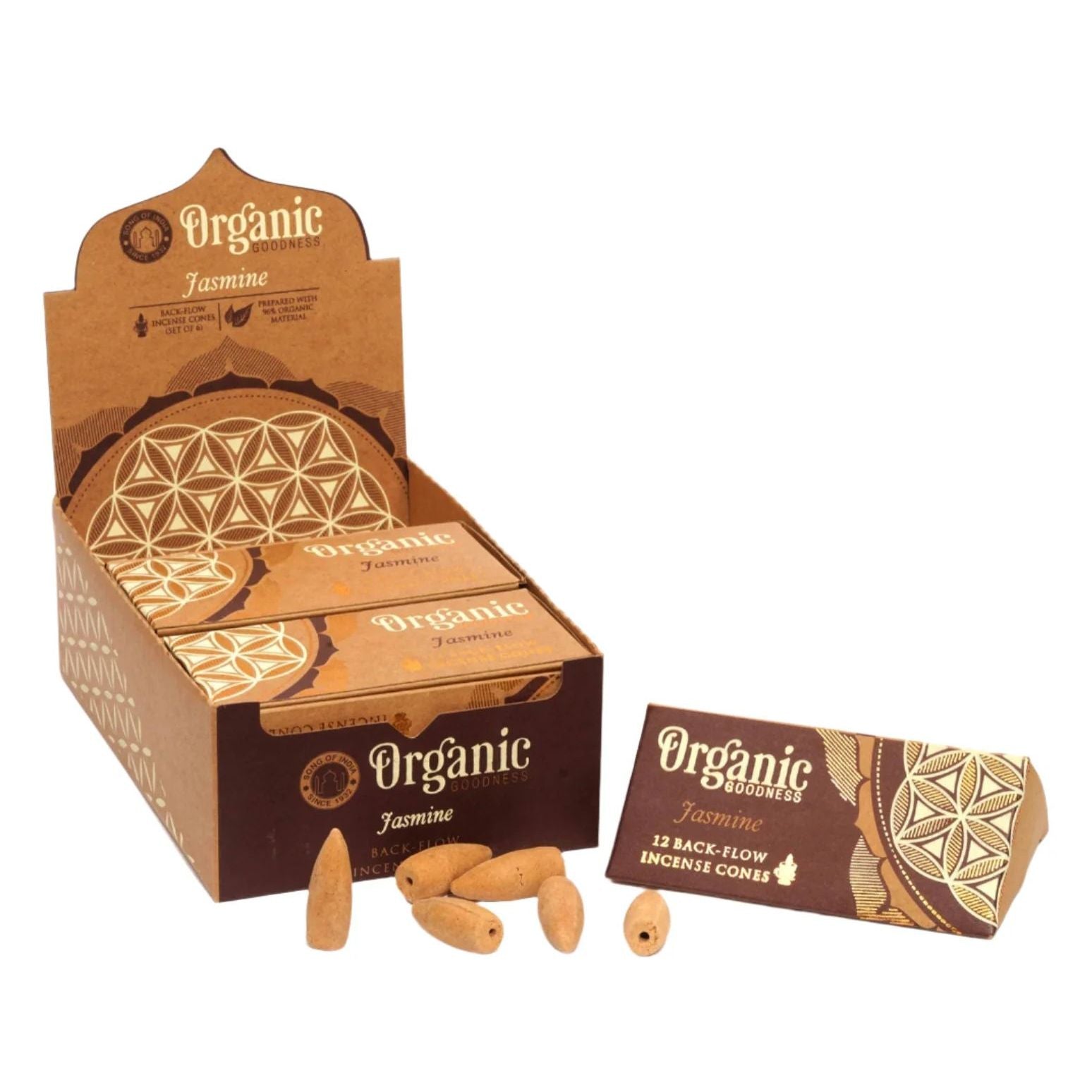 Organic Goodness Jasmine Backflow Incense Cones | 6 Pack (6 x 12 Cones)