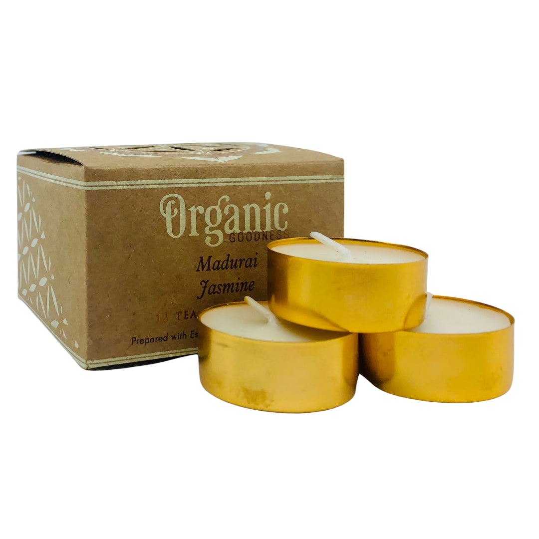 Organic Goodness Madurai Jasmine Tealight Candles | Set of 12