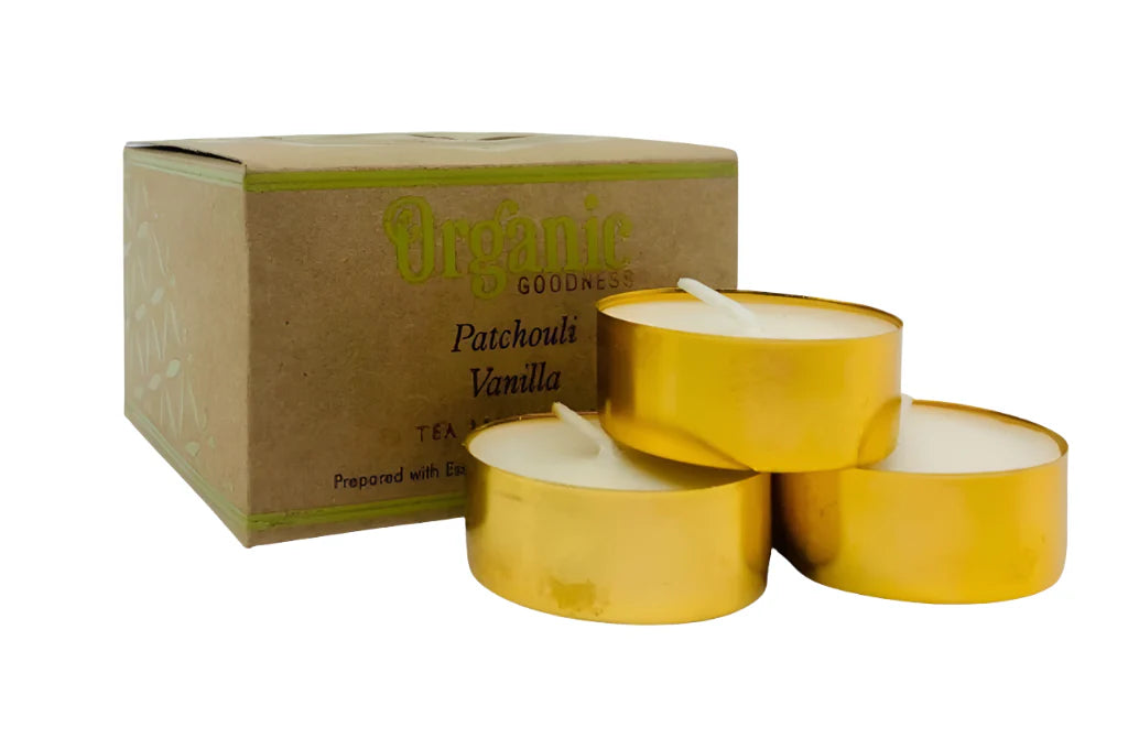 Organic Goodness Patchouli Vanilla Tealight Candles | Set of 12