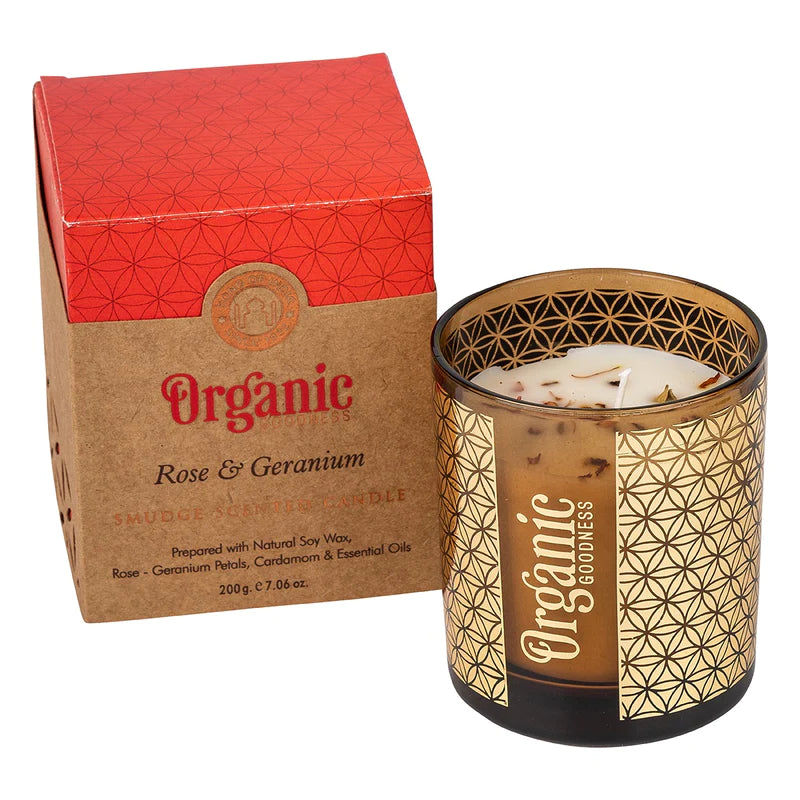 Organic Goodness Rose + Geranium Smudge Candle | 50hr Burn Time