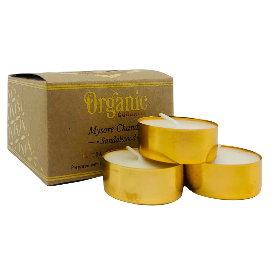 Organic Goodness Mysore Chandan Tealight Candles | 12 Pack