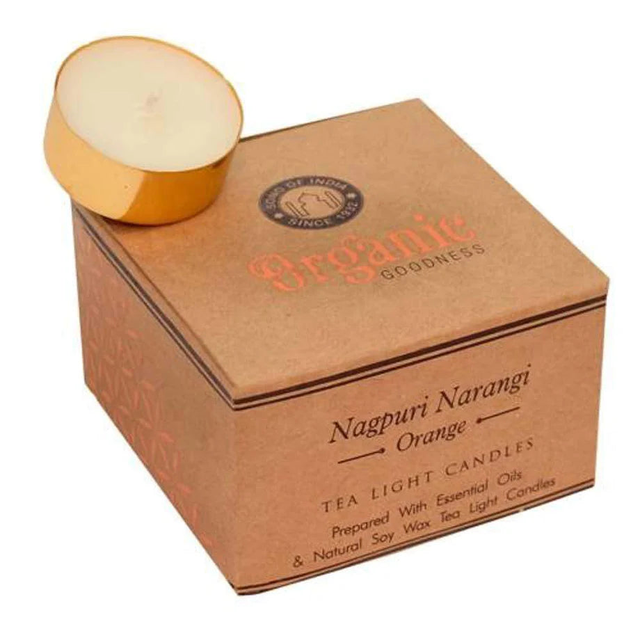 Organic Goodness Narangi Orange Tealight Candles | Set of 12