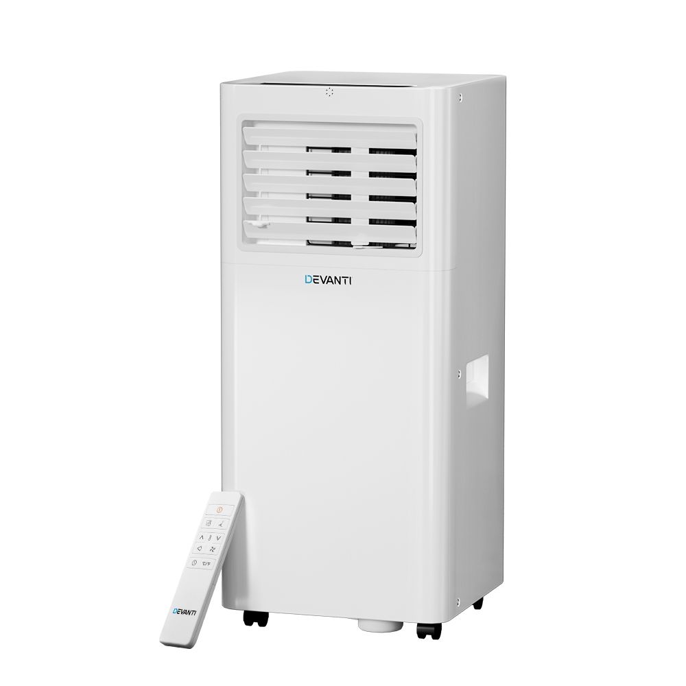 Devanti Portable Air Conditioner | 7000BTU Cooling, Mobile Fan Cooler, Dehumidifier