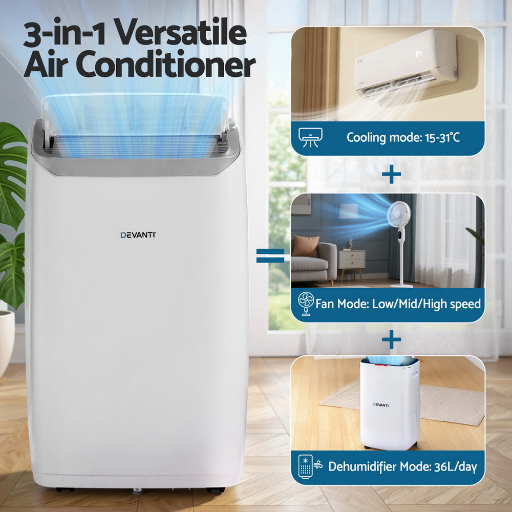 Portable Air Conditioner 3-in-1 | Dehumidifier & Fan | 14,000BTU Cooling