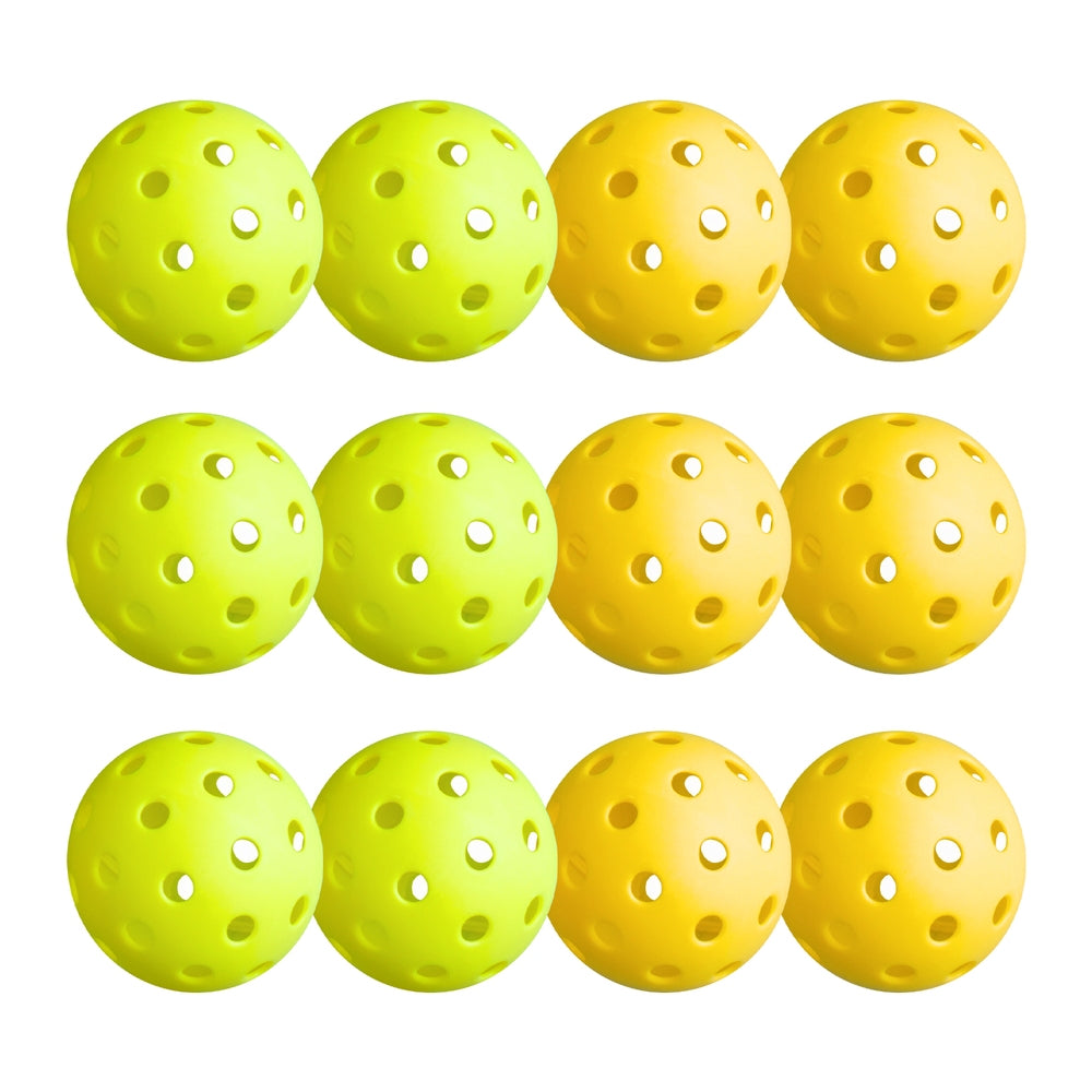 Everfit Pickleballs Set | 12PCS | 40-Hole Design | Indoor & Outdoor | Green & Yellow