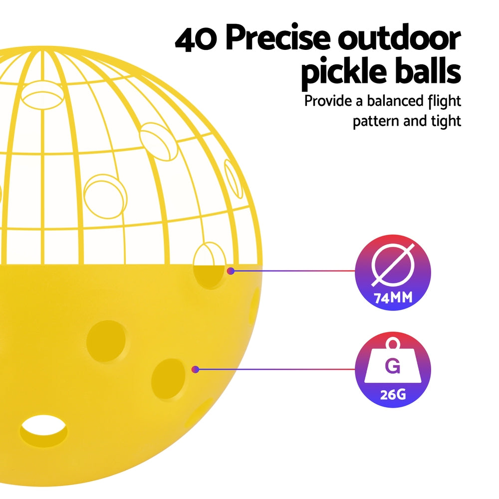 Everfit Pickleballs Set | 12PCS | 40-Hole Design | Indoor & Outdoor | Green & Yellow