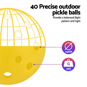 Everfit Pickleballs Set | 12PCS | 40-Hole Design | Indoor & Outdoor | Green & Yellow