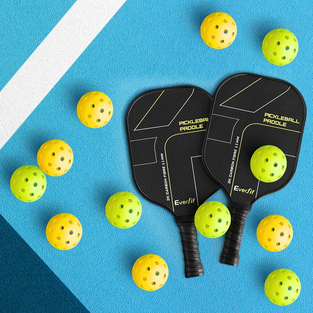 Everfit Pickleballs Set | 12PCS | 40-Hole Design | Indoor & Outdoor | Green & Yellow