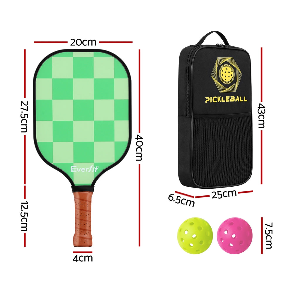 Everfit Pickleball Kit | 2PCS Fibreglass Paddles | Balls + Bag | Tournament Set
