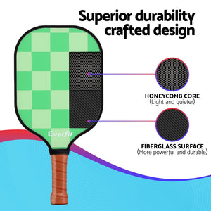Everfit Pickleball Kit | 2PCS Fibreglass Paddles | Balls + Bag | Tournament Set
