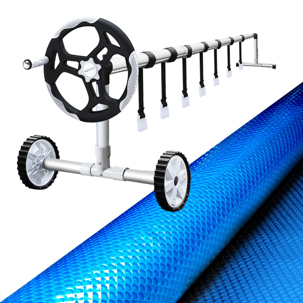 Pool Cover | 500 Micron | 10x4m | Swimming Pool Solar Blanket | 5.5m Roller | Blue