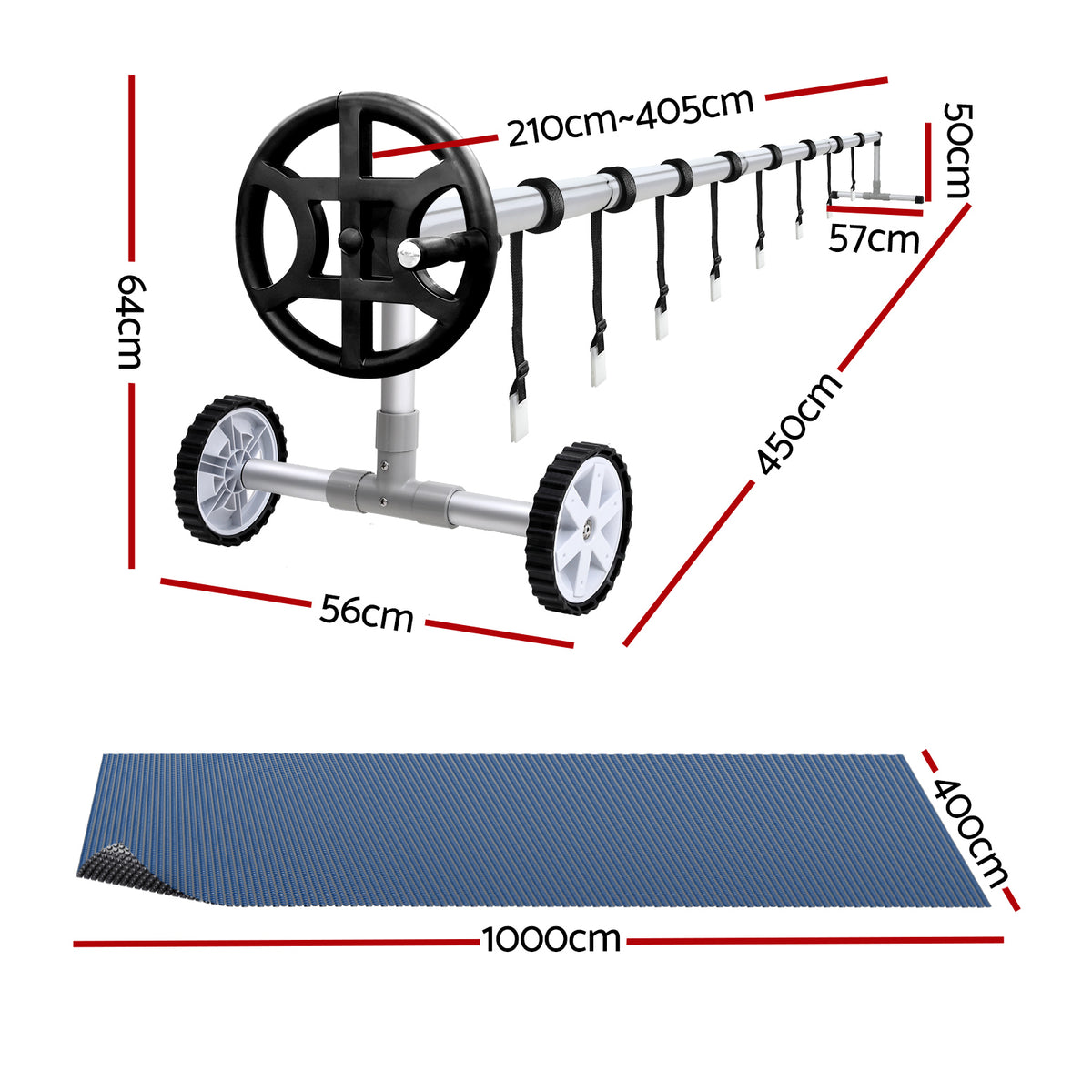 Aqua Buddy Pool Cover | 10x4m | 600 Micron with Roller 4m | Black | Swimming Pools