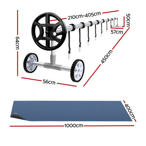 Aqua Buddy Pool Cover | 10x4m | 600 Micron with Roller 4m | Black | Swimming Pools